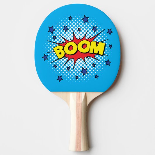 Comic Book Style Colorful BOOM Tafeltennisbatje (Voorkant)