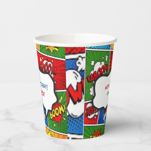 Comic Book Style Kids Verjaardagsfeest Papieren Bekers (Links)