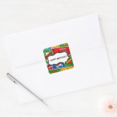 Comic Book Style Kids Verjaardagsfeest Vierkante Sticker (Envelop)