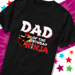 Comic Book Style Party Papa van de verjaardag Ninj T-shirt