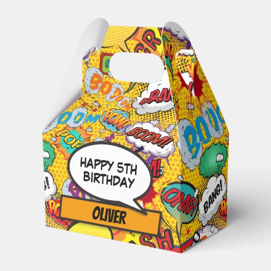 Comic Book Superheld Birthday Party Favor Box Bedankdoosjes (Voorkant Zijde)