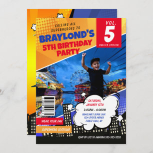 Comic Book Superheld Birthday Uitnodiging