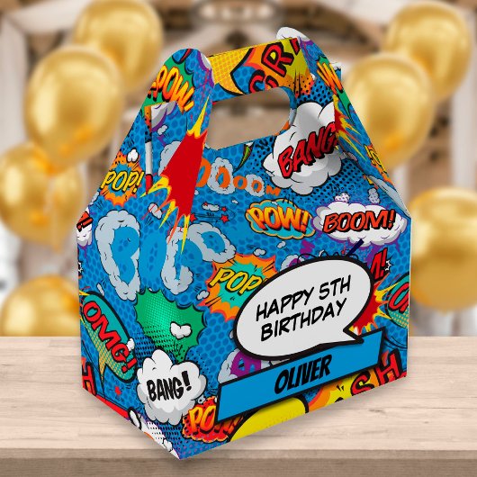 Comic Book Superheld Blue Birthday Party Bedankdoosjes