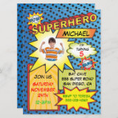Comic Book Superheld Photo Insert Birthday Party Kaart (Voorkant / Achterkant)