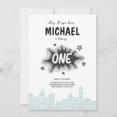 Comic Book Superhero 1er anniversaire Invitation (Devant)