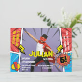 Comic Book Superhero 5th Boys Verjaardag Kaart (Staand voorkant)
