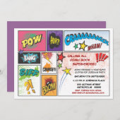 Comic Book Superhero Boys Anniversaire Invitation  (Devant / Derrière)