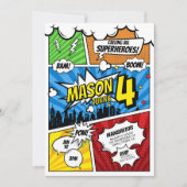 Comic Book Superhero Invitation d'anniversaire (Devant)