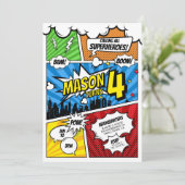 Comic Book Superhero Invitation d'anniversaire (Debout devant)