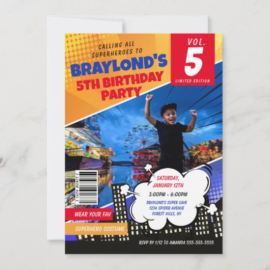 Comic Book Superhero Invitation d'anniversaire (Devant)