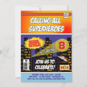 Comic Book Superhero Invitations d'anniversaire (Devant)
