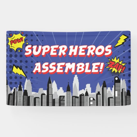 Comic Book Superhero Unieke Jongen Verjaardag Spandoek (Horizontaal)