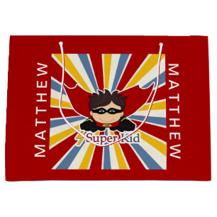 Comic Book Theme in Red voor een Superhero Boy Large Cadeautasje