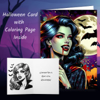 Comic Book Vampire Halloween en kleurplaat