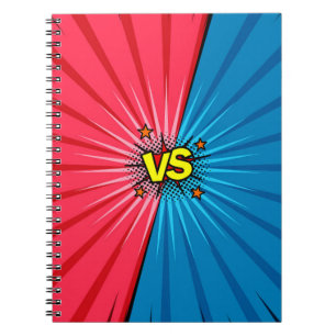 Comic book versus background, klassiek pop-art sty notitieboek