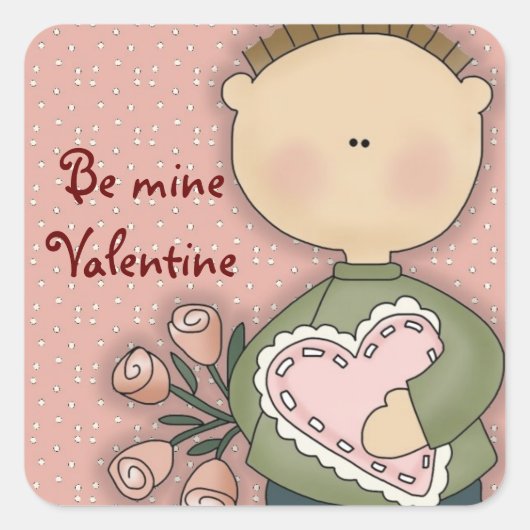 Comic Boy Heart Be Mine Stickers Saint Valentin (Devant)