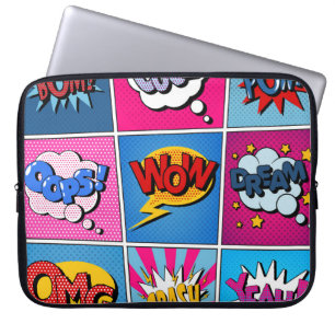 Comic Bubbles set. Expressies Bom, Cool, Pow, Oop Laptop Sleeve
