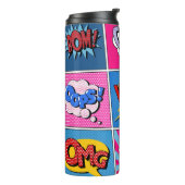 Comic Bubbles set. Expressies Bom, Cool, Pow, Oop Thermosbeker (Gedraaid links)