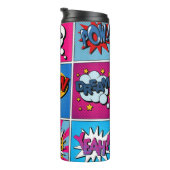 Comic Bubbles set. Expressies Bom, Cool, Pow, Oop Thermosbeker (Geroteerd rechts)