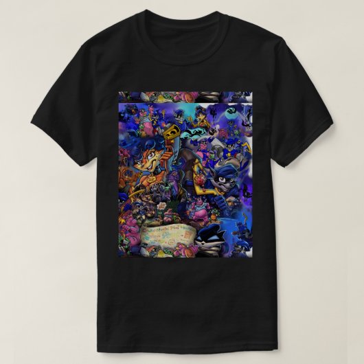Comic Collage Sly Cooper Graphic T-shirt (Design voorkant)