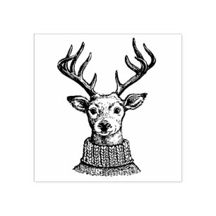 Comic Deer met Sweater Rubberstempel