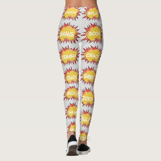 Comic Explosive Text Bubbles Patroon Leggings (Achterkant)