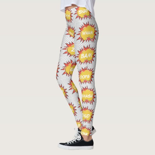Comic Explosive Text Bubbles Patroon Leggings (Links)