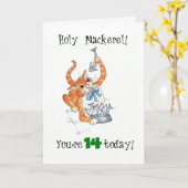 Comic Ginger Cat Saint-Maquereau, 14e carte d'anni (Fleur jaune)