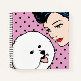 Comic Girl met Bichon Frise-laptop Notitieboek
