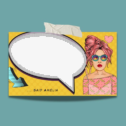 Comic Girl Pop Art Speech Bubble Fun gepersonalise Post-it® Notes