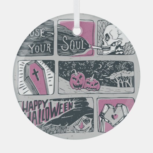 Comic Halloween: leuke illustratie Glas Ornament (Voorkant)
