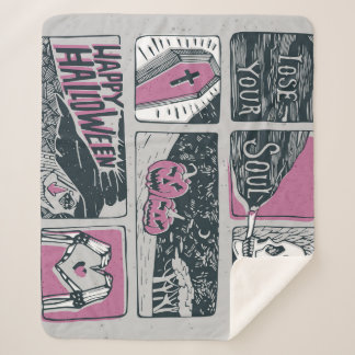 Comic Halloween: leuke illustratie Sherpa Deken