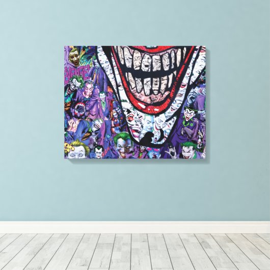 Comic joker Premium Wrapped Canvas (gloss) (Insitu (Houten vloer))