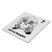 Comic lineart Lost in Thoughts Tegeltje (Zijkant)