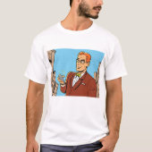 Comic Man met een mobiele telefoon T-shirt (Voorkant)