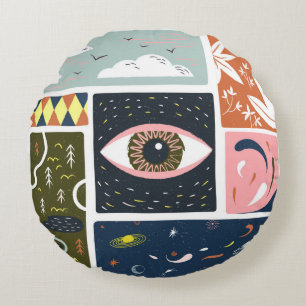 Comic Natuur Space: herfstillustratie Rond Kussen