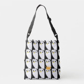 Comic Penguin: zwart wit Crossbody Tas (Achterkant)