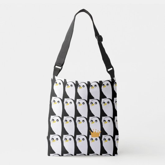 Comic Penguin: zwart wit Crossbody Tas (Voorkant)