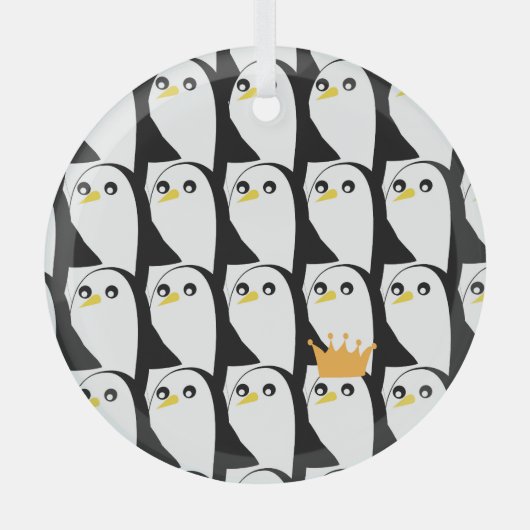 Comic Penguin: zwart wit  Glas Ornament (Voorkant)