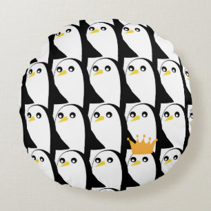 Comic Penguin: zwart wit Rond Kussen