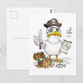 Comic Pirate Bird Treasure Hunt Briefkaart (Voorkant / Achterkant)