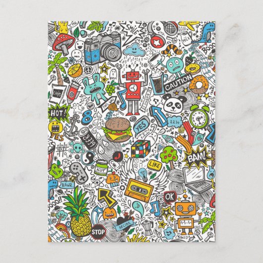 Comic Pop art Doodle Briefkaart (Voorkant)
