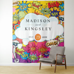Comic Pop Art 💥🎨 Huwelijksgraffiti Wandkleed