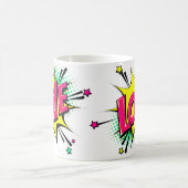 Comic Pop Art Paars Yellow LOVE Novelty Funny Koffiemok (Center)