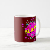 Comic Pop Art Pink Yellow SLAM Novelty Koffiemok (Voorkant rechts)