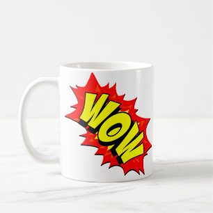Comic Pop Art Yellow Red WOW Novelty Funny Koffiemok