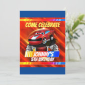 Comic Race Car Uitnodiging (Staand voorkant)