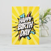 Comic Retro Gefeliciteerd! Kaart (Staand voorkant)
