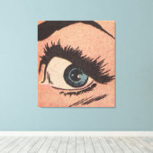Comic Roy Lichtenstein Stijl Blauw Oog Canvas Afdruk (Insitu (Houten vloer))