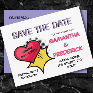 Comic Save the Date-ansichtkaart Moderne Pop Art Briefkaart